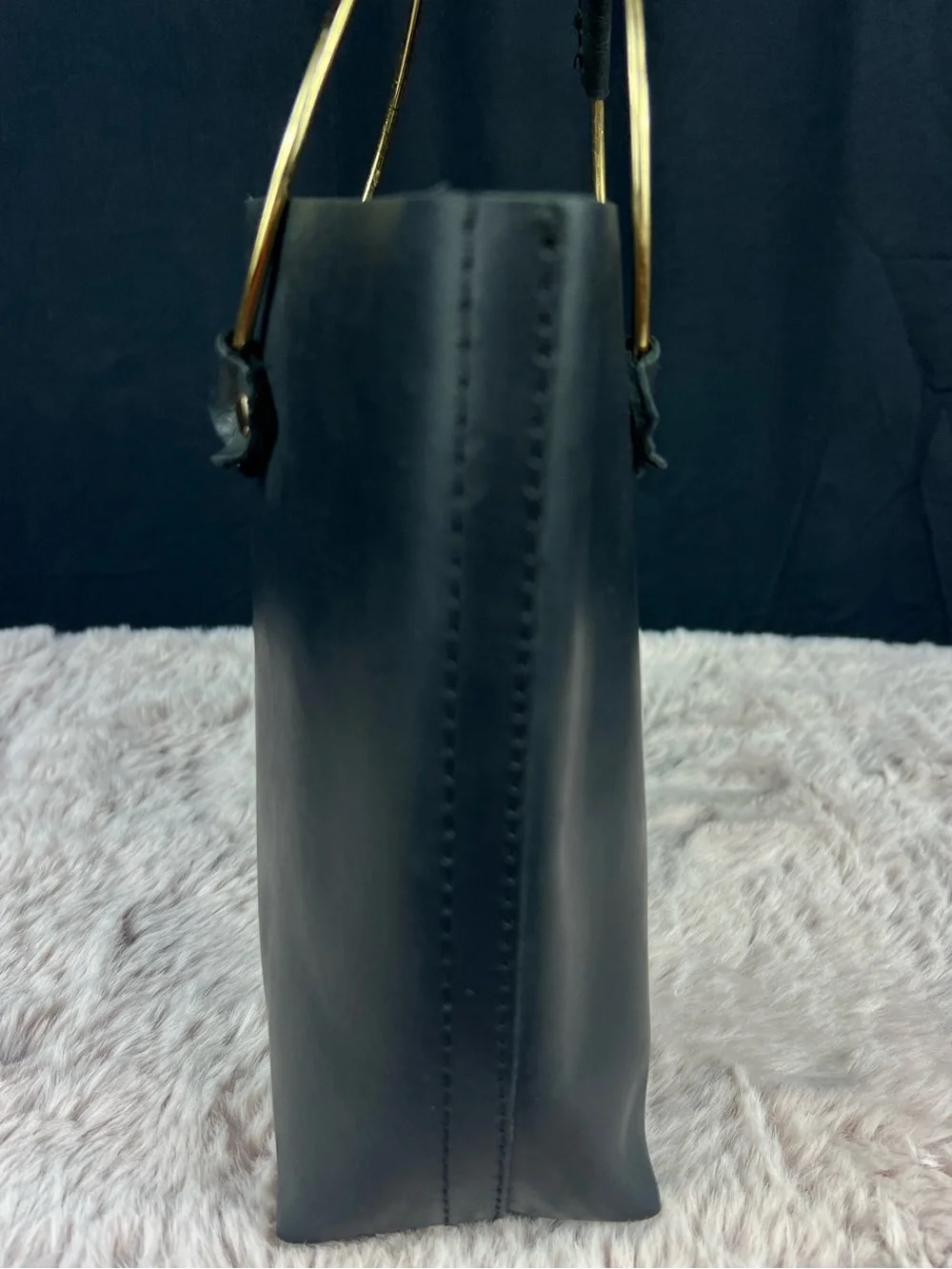 Tribe Alive Leather Luxe Black Genuine Leather Ring-Handle Handbag
